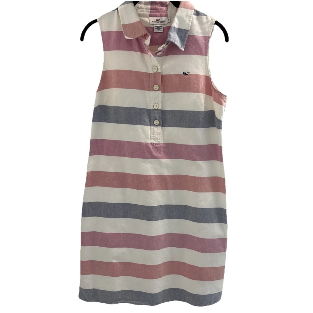 Vineyard Vines Sleeveless Collared Shirt Dress Cotton 2 Stripes Preppy Coastal